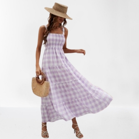 Mint Green Maxi Tiered Boho Dress Shoulder Ties Long Flowy Bohemian Tie Sundress - Picture 12 of 13